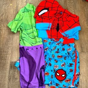 Boys 5/6 disney avengers Swimsuit bundle